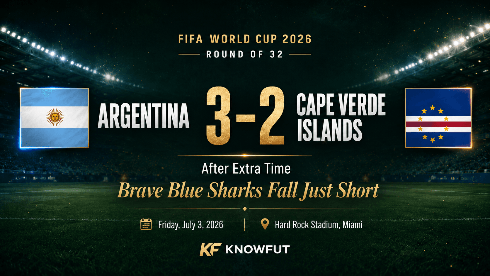 Argentina vs Cape Verde Islands - Argentina 3-2 Cape Verde Islands After Extra Time: Brave Blue Sharks Fall Just Short in World Cup Thriller